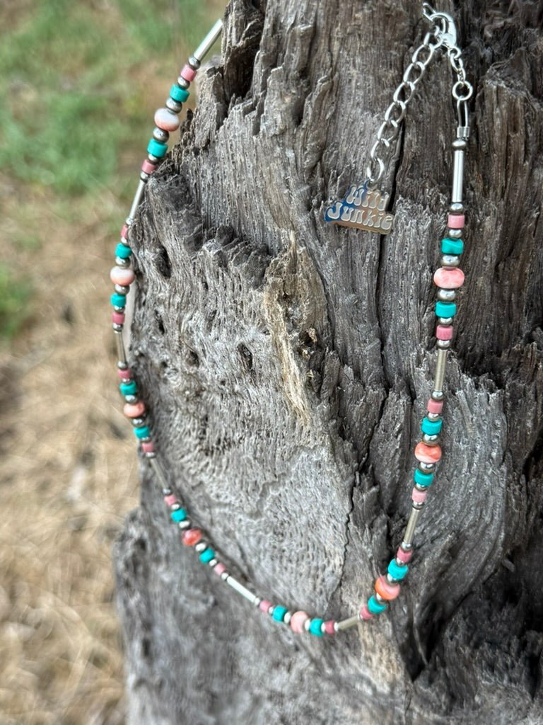 Sterling Silver Canyon Rose Mixed Stone Beaded Necklace