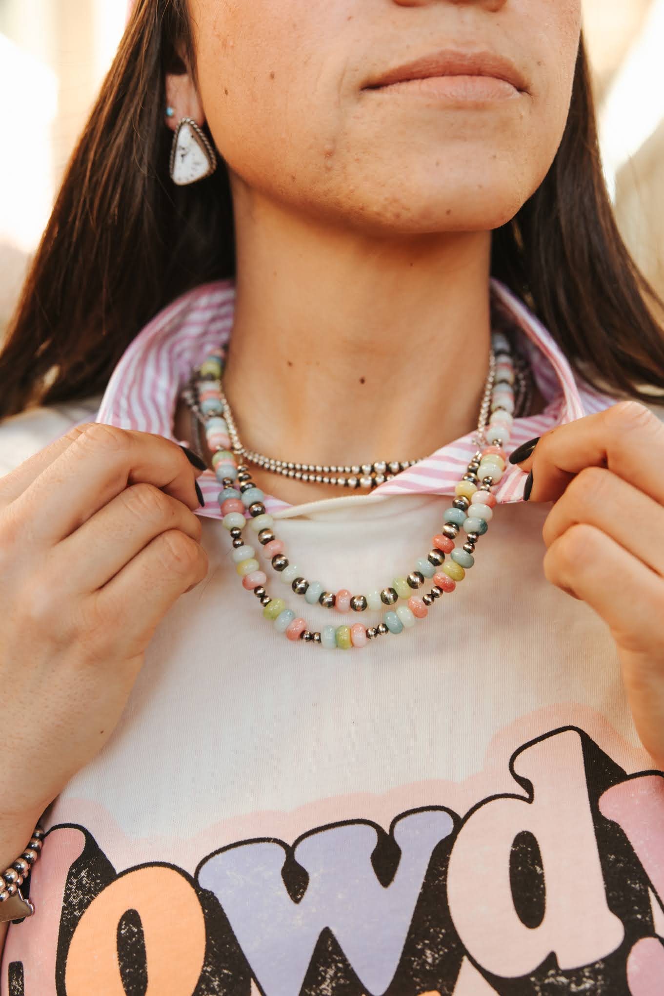 Sterling Silver Spring Pastel Opal Chain Necklace