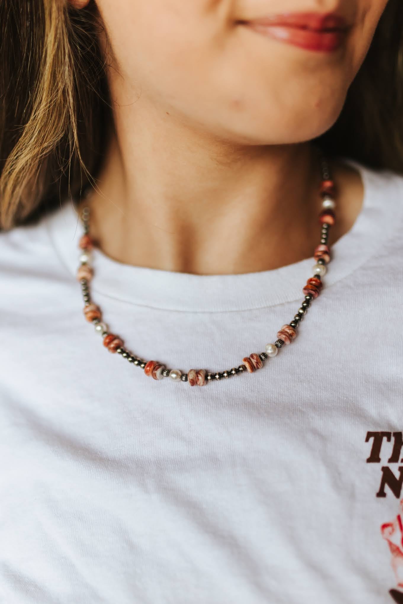 Sterling Silver Wild Spirit Spiny Oyster Beaded Necklace