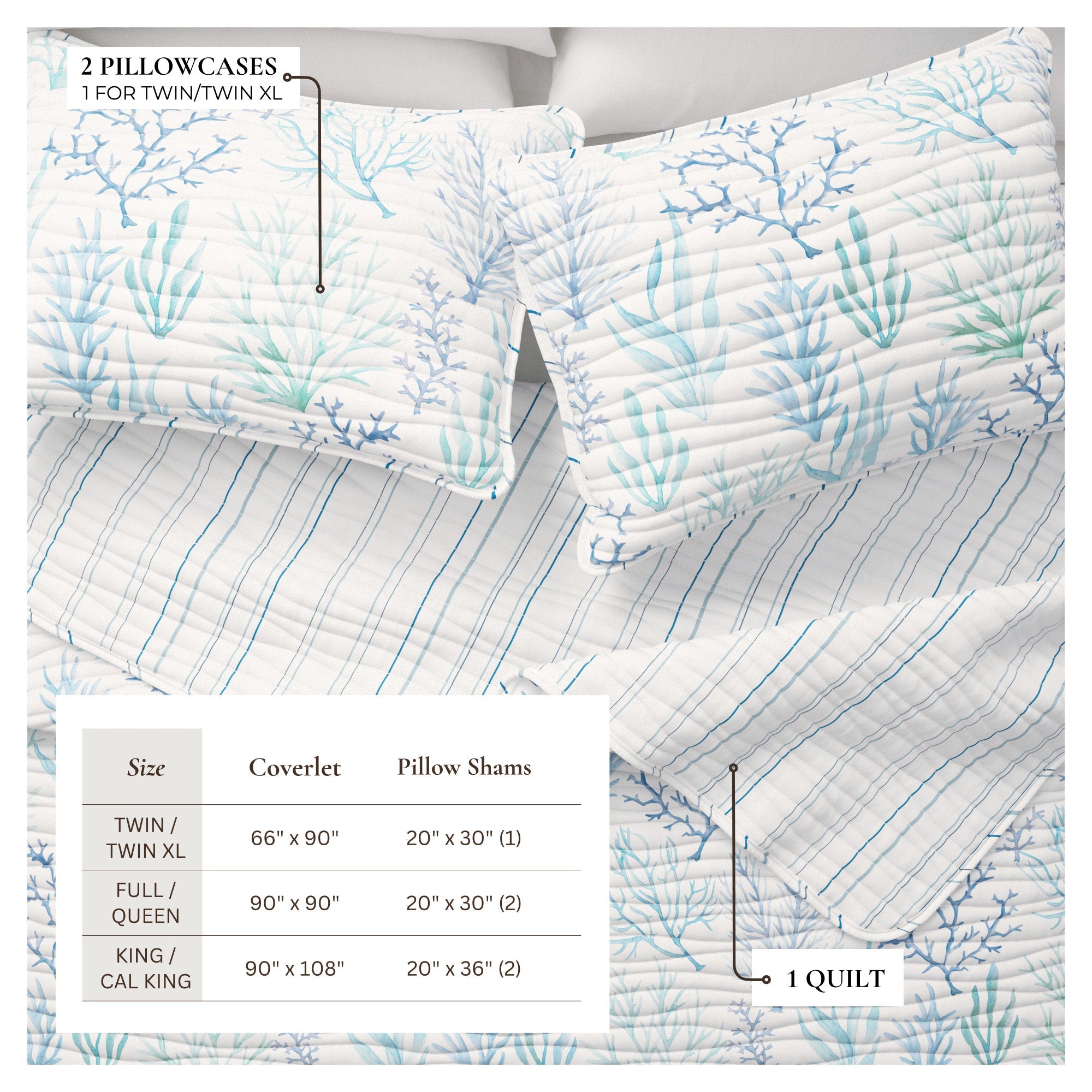 Blue Coral Quilt - Amelia Island