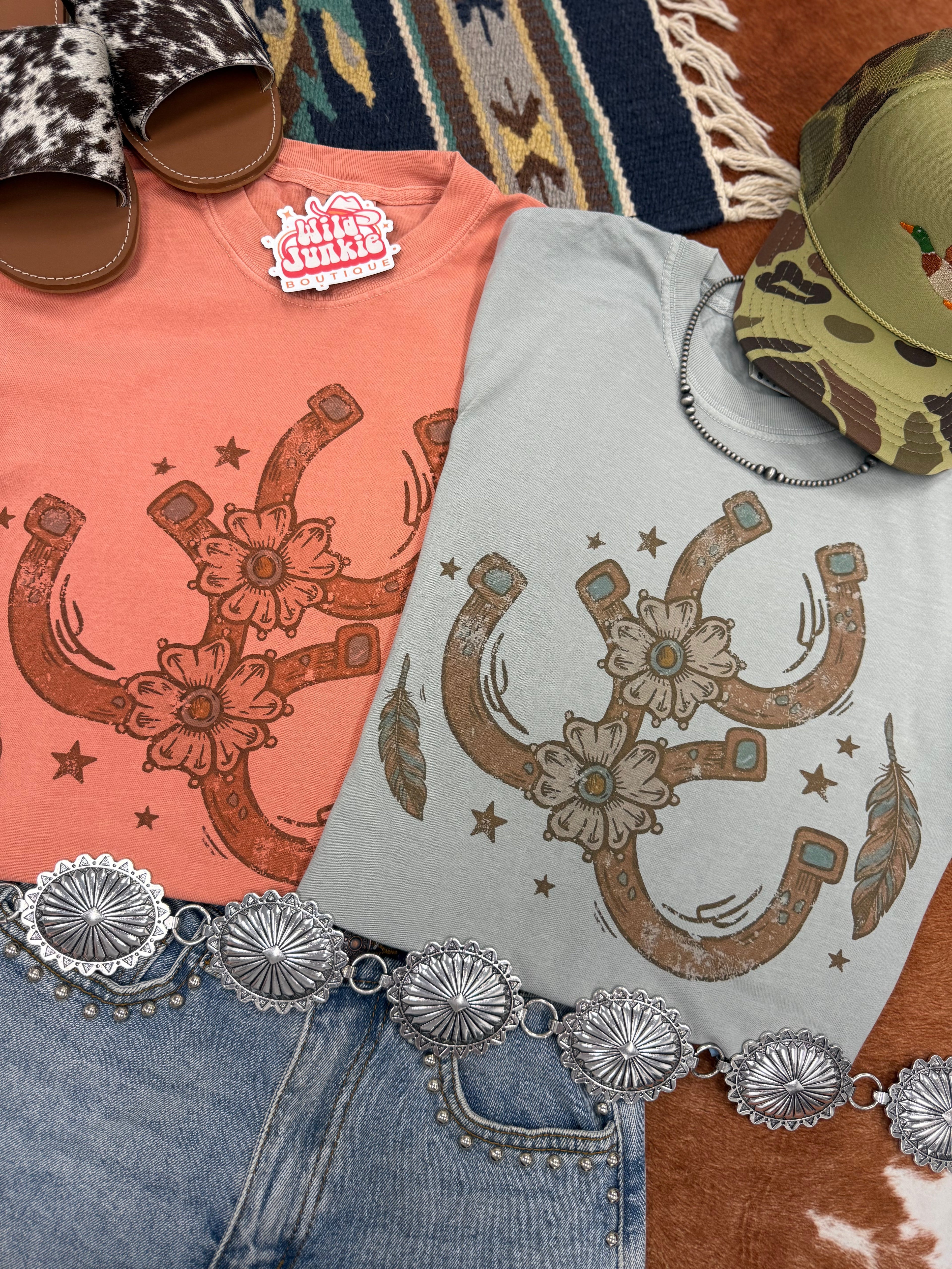 Floral Horseshoe Graphic Tee - Terracotta