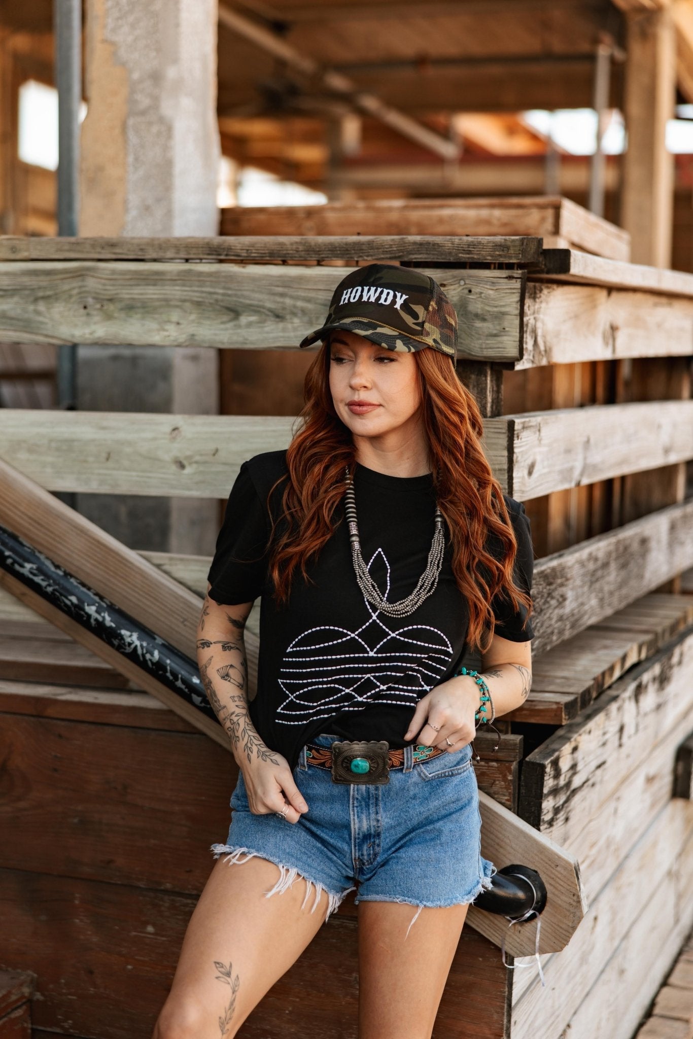 The Original, Viral Boot Stitch Western Graphic Tee - Black