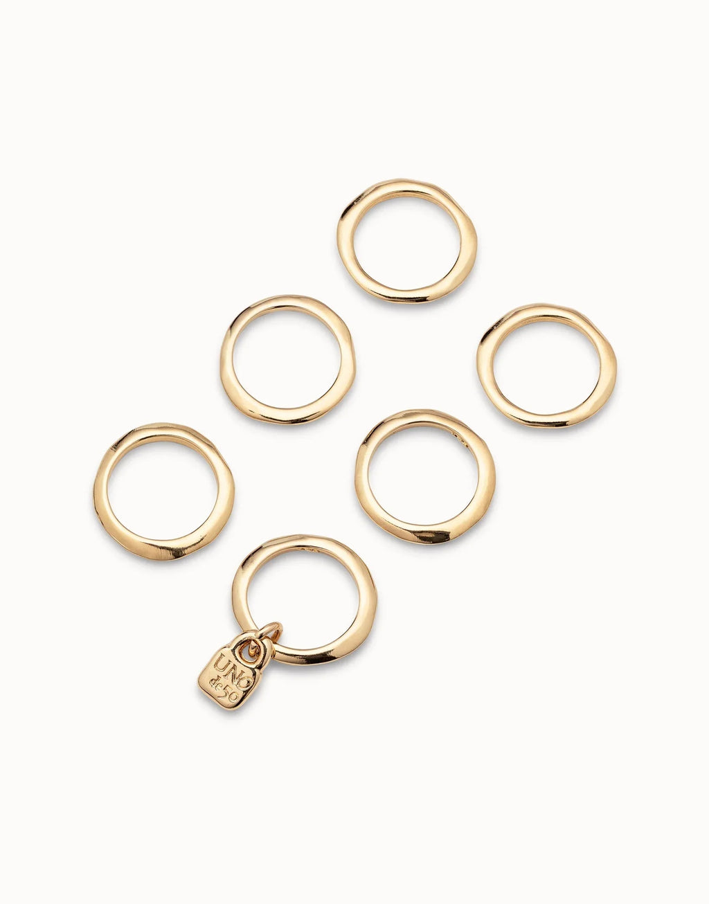 Uno De 50 Multi row ring with a charm Gold