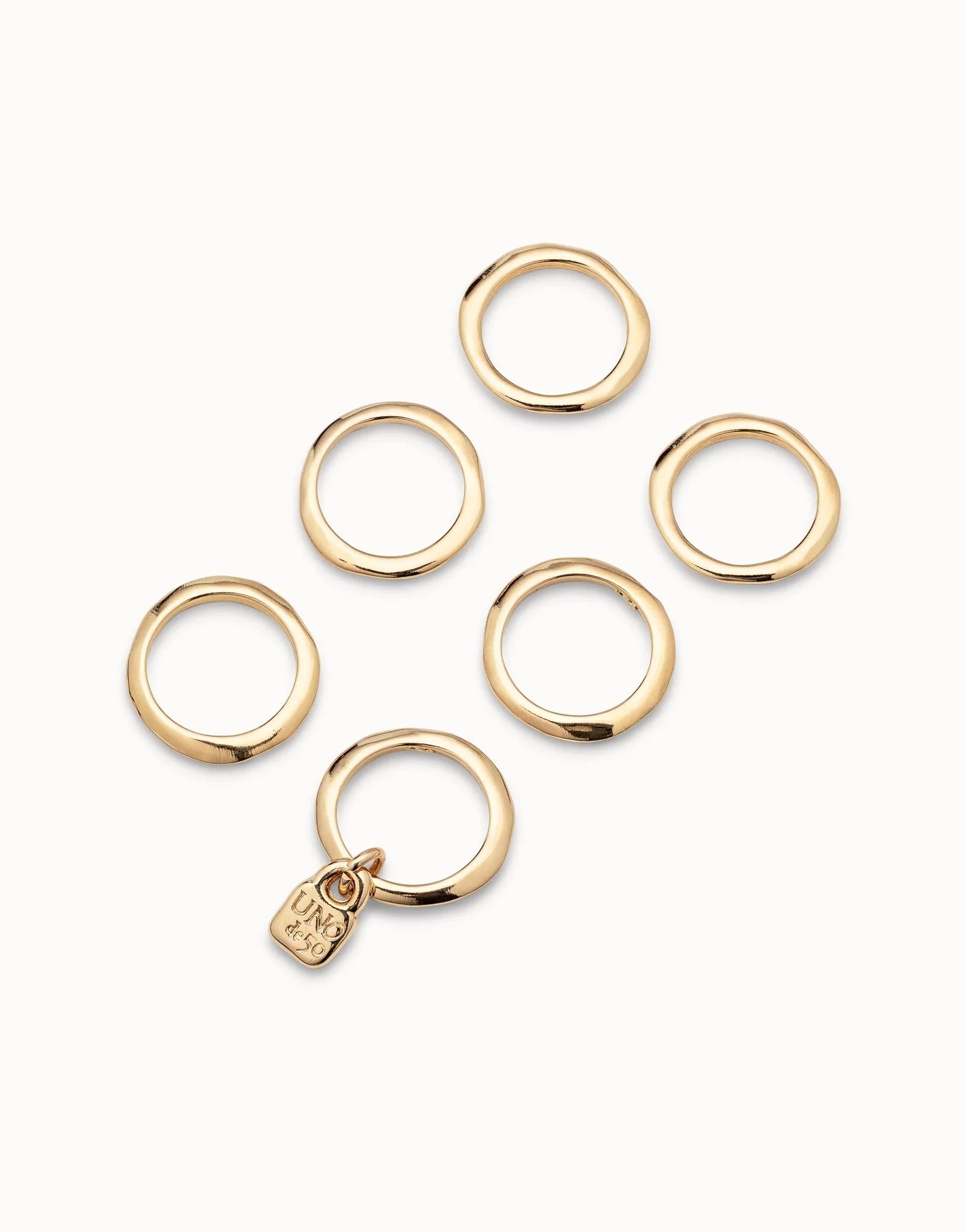 Uno De 50 Multi row ring with a charm Gold