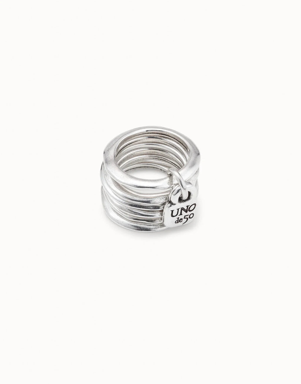 Uno de 50 Multi row ring with a charm Silver