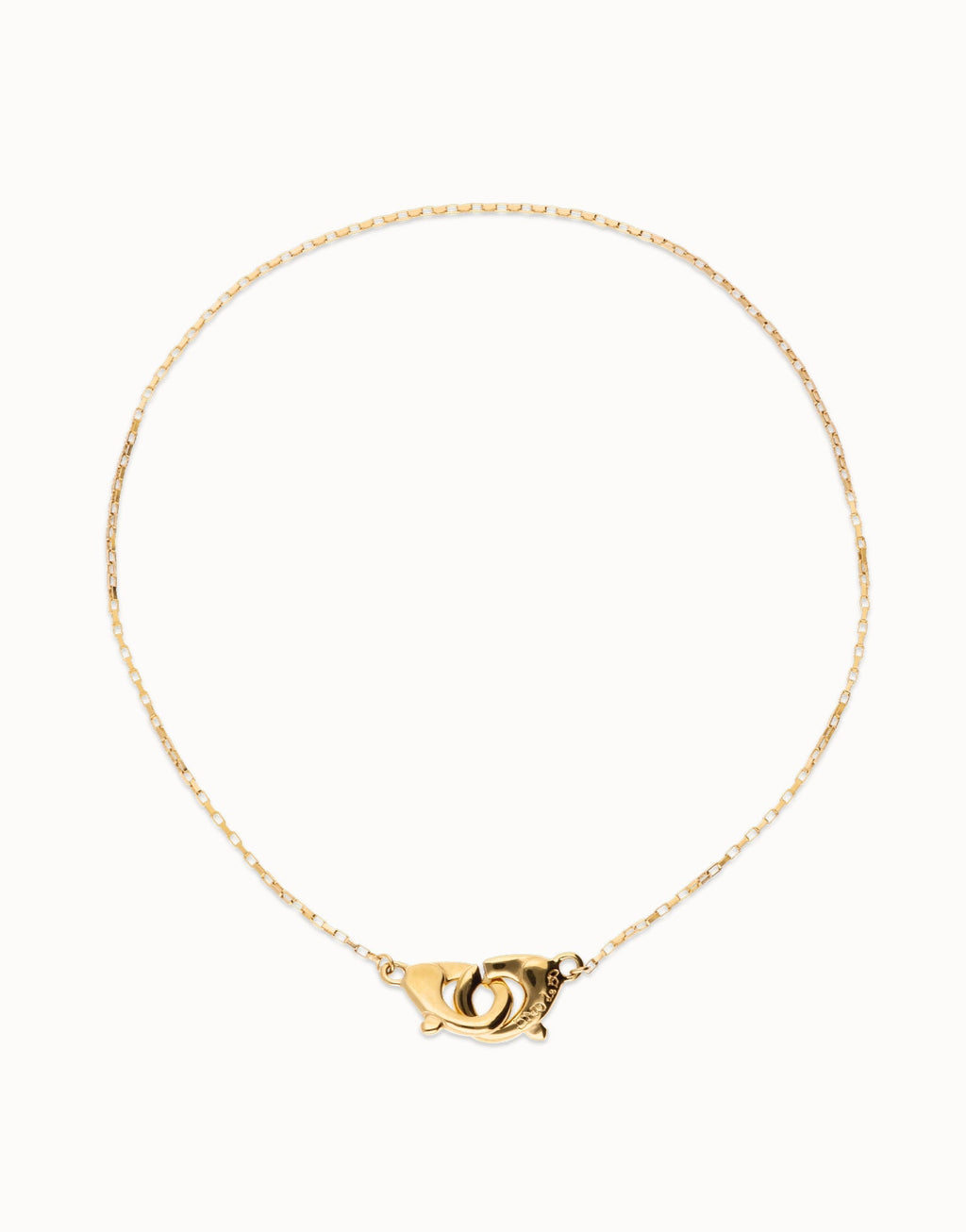 Uno De 50 Necklace with interlaced carabiner detail Gold