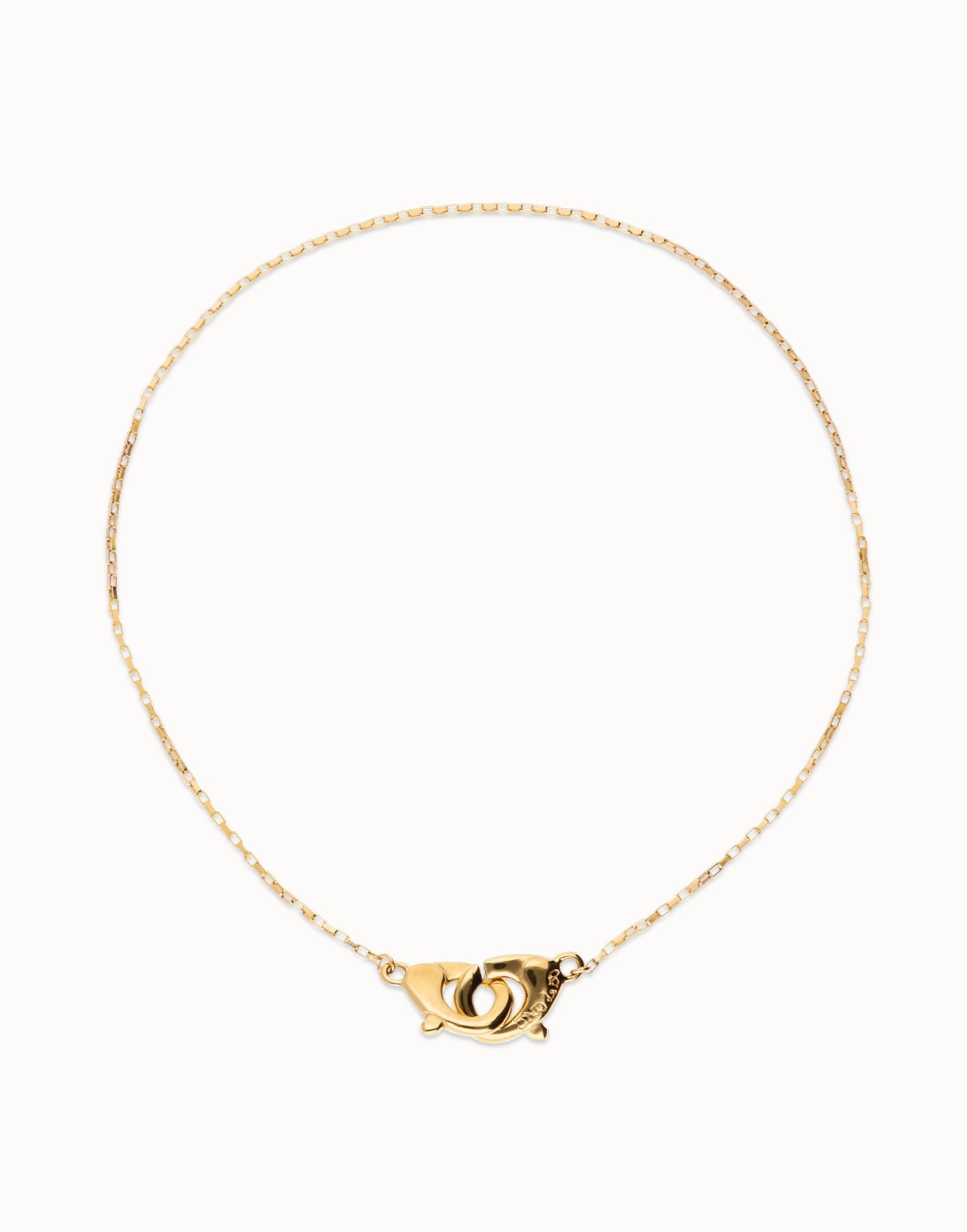 Uno De 50 Necklace with interlaced carabiner detail Gold
