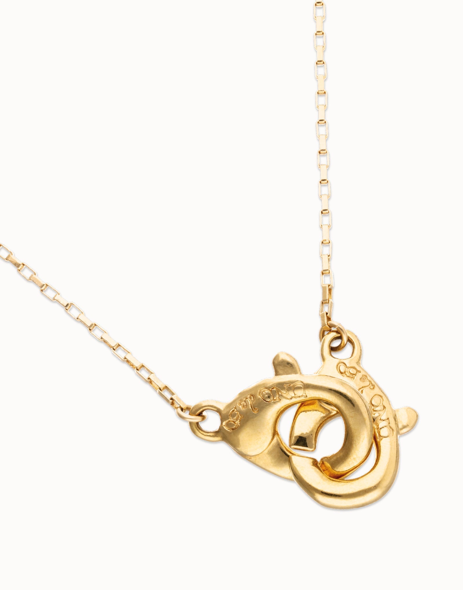 Uno De 50 Necklace with interlaced carabiner detail Gold