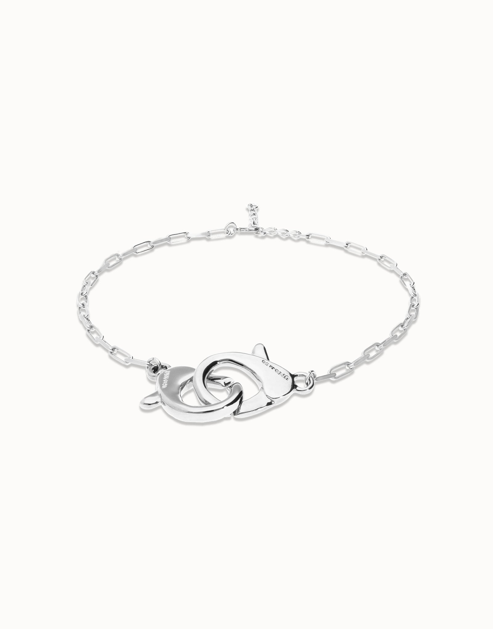 Uno De 50 Necklace with large interlocking snap hook Silver