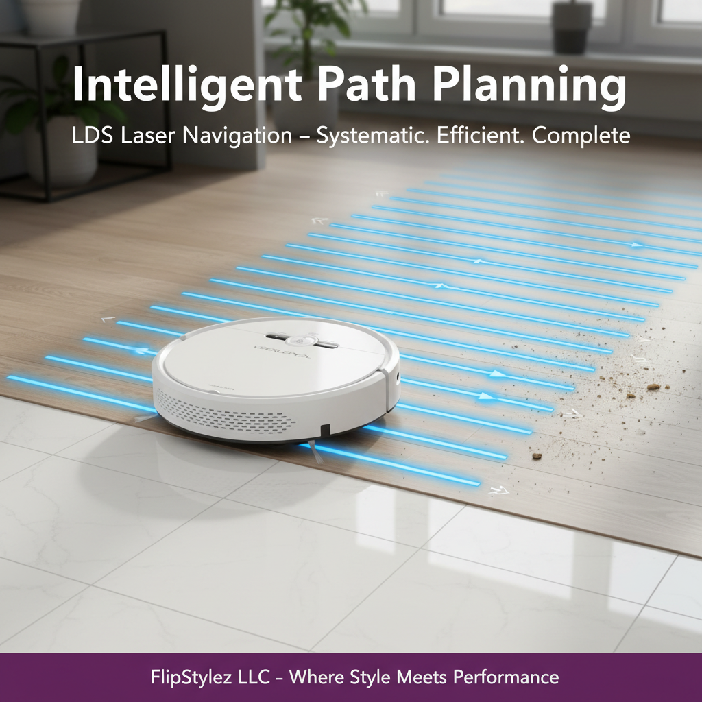 🤖✨GEERLEPOL™ Smart Robot Vacuum Cleaner D2-001 – 3-in-1 Sweep, Vacuum & Mop | LDS Laser Navigation | App & Remote Control | Black & White🤖✨