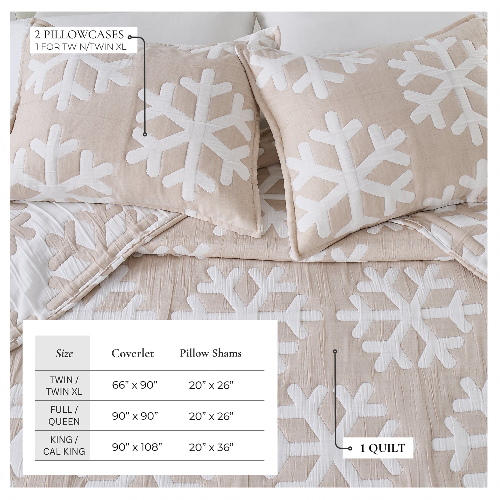 Matelassé Snowflake Quilt Set - Nino Collection