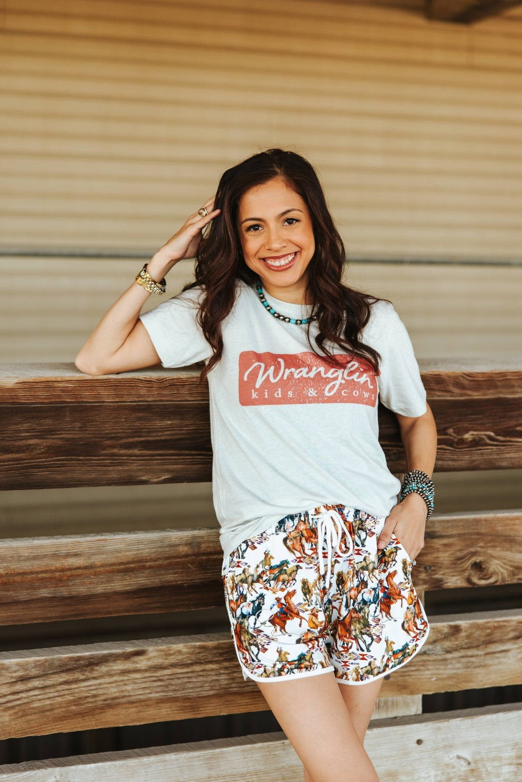 Wranglin Kids & Cows Graphic Tee - Cream