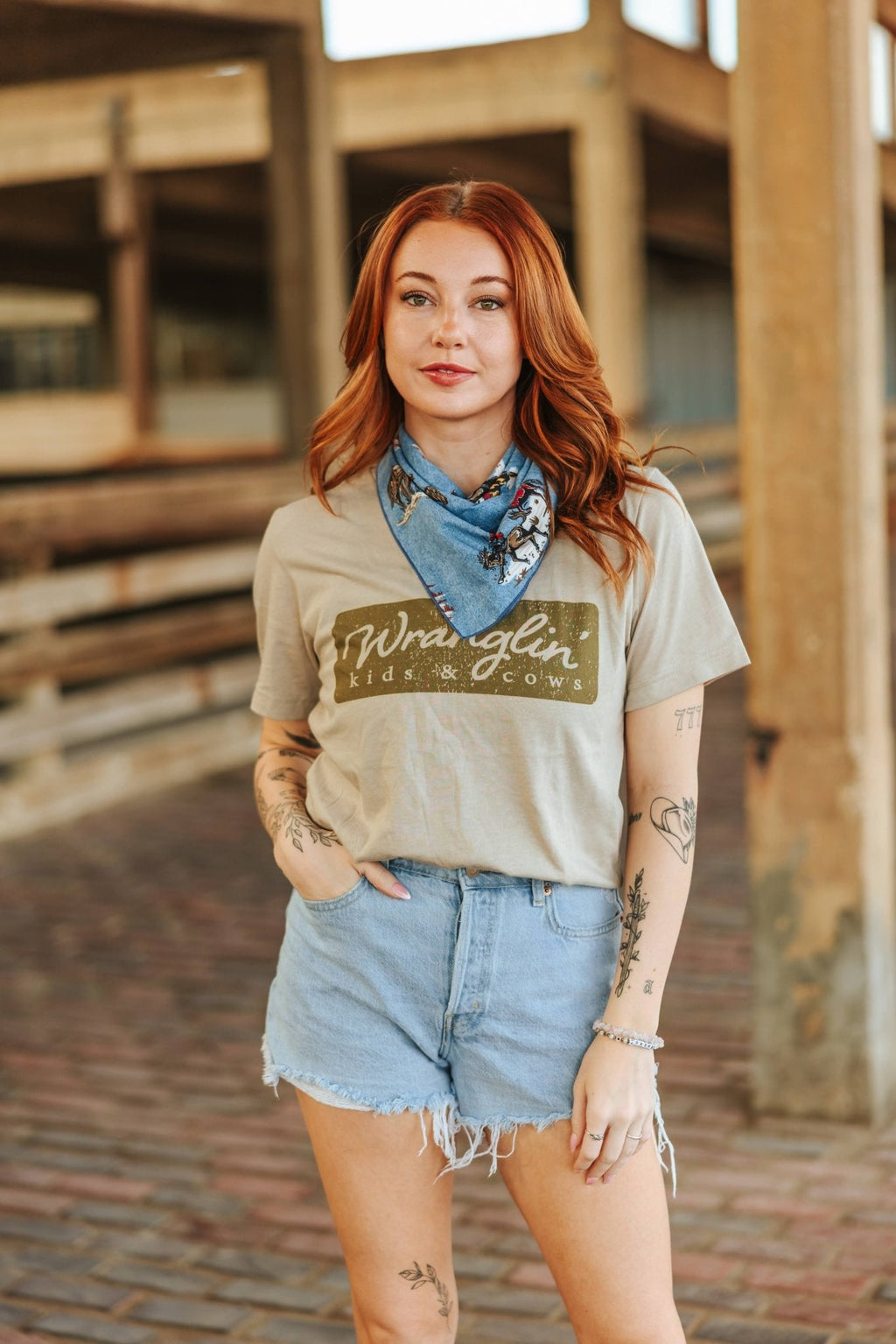 Wranglin Kids & Cows Graphic Tee - Tan