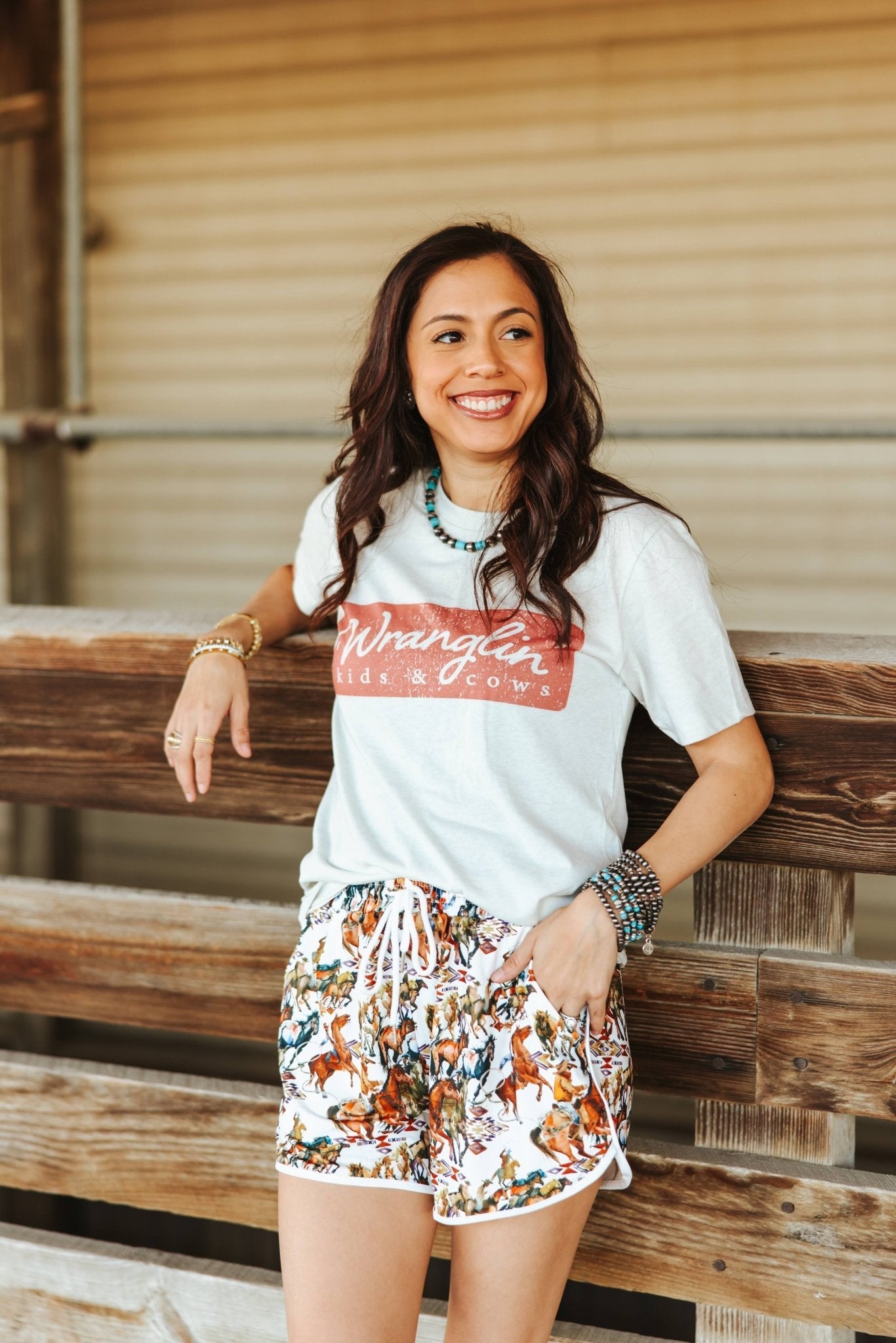 Wranglin Kids & Cows Graphic Tee - Cream