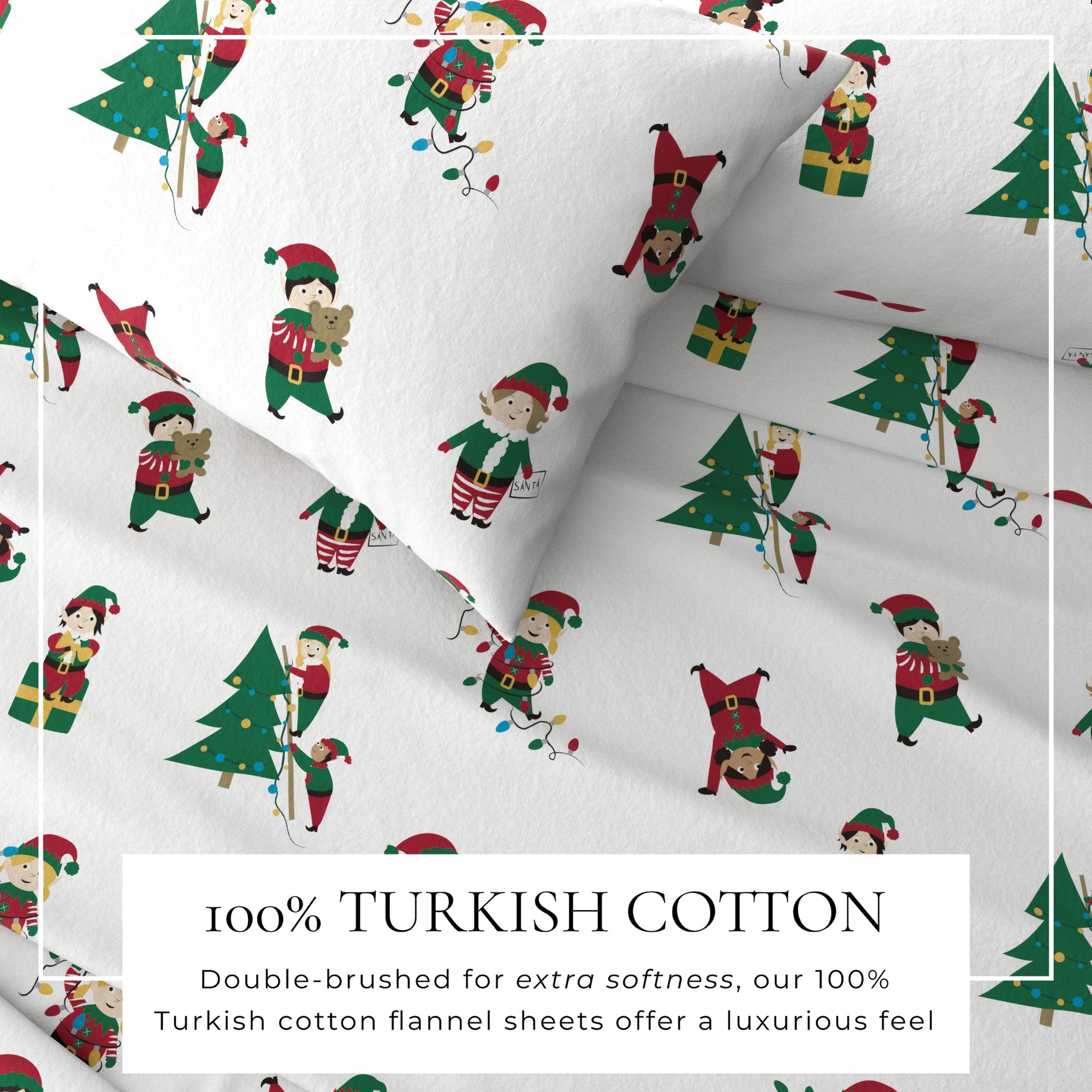 Turkish Cotton Christmas Flannel Sheet - Whittaker Collection